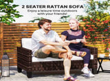 Two-Seater Rattan Outdoor Sofa - Brown T3398P328397