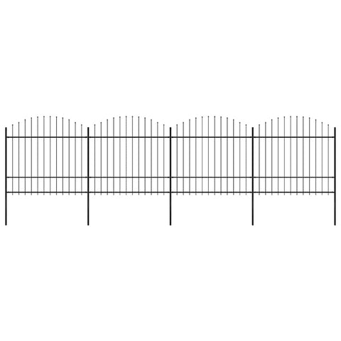 Garden Fence with Spear Top Steel 714.5x175 cm Black 277742
