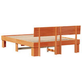 Bed Frame with Headboard Wax Brown 150 x 200 cm Solid Pine Wood 872565