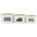 ZNTS Bar Tables Drum Shape 3 pcs Solid Rough Wood Mango 358934