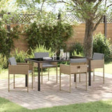 Garden Dining Set with Cushion 5 pcs Beige Poly Rattan 3380030