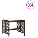 Garden Stools with Cushions 4 pcs Brown 41x41x36 cm Poly Rattan 365051