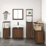 Bathroom Furniture Set with Shelf 5 pcs Brown Oak and Black 3328388