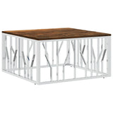 Coffee Table Silver Stainless Steel and Solid Wood Reclaimed 350061