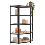 5-Layer Heavy-duty Corner Shelf Grey Steel&Engineered Wood 152881