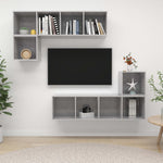 4 Piece TV Cabinet Set Concrete Grey Engineered Wood 3079812