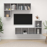 4 Piece TV Cabinet Set Concrete Grey Engineered Wood 3079812