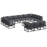 Garden Sofa Set with Cushion 14 pcs Black Aluminium 3378927