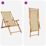 Beach Chair Beige Solid Teak Wood 42032666