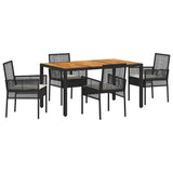 Garden Dining Set 5 pcs Black Poly rattan 3334903