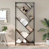 Bookcase Smoked Oak 79x30x180 cm Engineered Wood and Metal 845433
