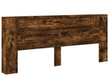 Storage Headboard with LED Smoked Oak Engineered Wood 3418684