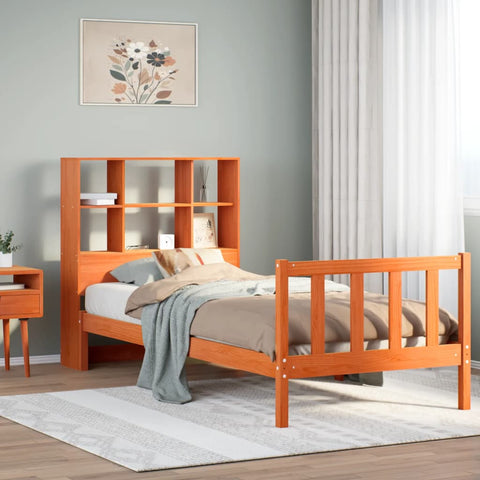 Bookcase Bed without Mattress Wax Brown 75x190 cm Small Single Solid Wood Pine 3321714
