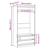 Wardrobe Artisan Oak 100x50x200 cm Engineered Wood 3318627
