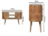 Solid Wood Rounded Entertainment Unit, 4 Drawers, 2 Shelves, Brown B2743P403490