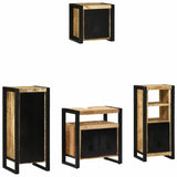 Bathroom Furniture Set with Shelf 4 pcs Brown Solid Mango Wood 3305656