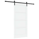 Sliding Door 93 x 202 cm Engineered Wood White and Black 3449911