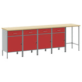 Work Cabinet Set with Drawer with Storage 5 pcs Red and Grey 3321393