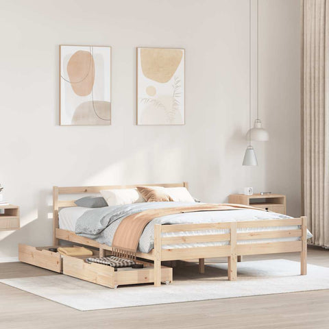 ZNTS Bed Frame without Mattress 120x190 cm Small Double Solid Wood Pine 3301598