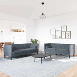 Living Room Couch 2 pcs Dark Grey 194 x 74.5 x 70.5 cm Velvet 3385865