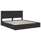 Storage Bed with Headboard Black 200 x 200 cm Engineered Wood 3409518