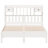 Bookcase Bed without Mattress White 135x190 cm Double Solid Wood Pine 3322925