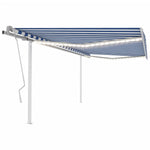 ZNTS Manual Retractable Awning with LED 4.5x3 m Blue and White 3069961