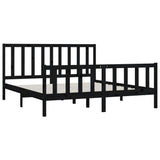 Bed Frame without Mattress Black 200x200 cm Solid Wood 3106857