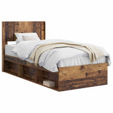 Bed Frame with Storage and Headboard Old Wood 90 x 190 cm 3414265
