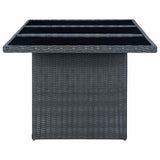 Garden Table Dark Grey Poly Rattan and Tempered Glass 313309