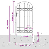 Fence Gate Grey 100 x 175 cm Powder-coated steel 42008928