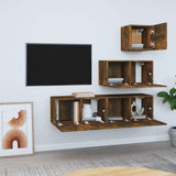 4 Piece TV Cabinet Set Smoked Oak Engineered Wood 3120317