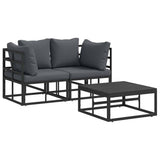 Garden Sofa Set 3 pcs Black Metal 3378839