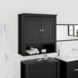 Bathroom Wall Cabinet Black Solid pine wood, engineered wood, metal 358551