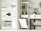 Tall Bathroom Cabinet, with Laundry Basket - White T3398P378059