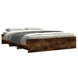Bed Frame without Mattress Smoked Oak 150x200 cm King Size Engineered Wood 3295650