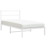 Metal Bed Frame without Mattress with Headboard White 107x203cm 355410