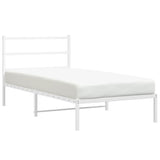 Metal Bed Frame without Mattress with Headboard White 107x203cm 355410