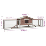 170859 Rabbit Hutch Mocha 310x70x87 cm Solid Pine & Fir Wood