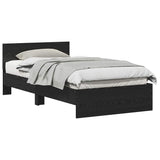 Bed Frame Black Oak 203 x 104 x 70 cm Engineered Wood 3376052