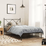 Metal Bed Frame without Mattress with Headboard Black 100x200cm 376497