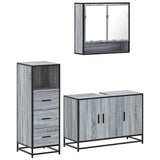 3 Piece Bathroom Furniture Set Grey Sonoma Engineered Wood 3301043