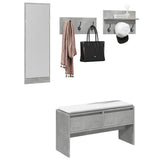 4 Piece Hallway Furniture Set Concrete Grey Engineered Wood 847922