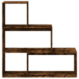 Room Divider Bookcase 3-Tier Smoked Oak 123x29x123 cm Engineered Wood 857989