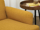 Velvet Feel Fabric 2 Seater Sofa, Small Sofa Loveseat with 21cm Thick Padding and Wood Legs, Yellow T3398P344670