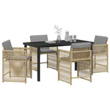 Garden Dining Set 5 pcs Beige Poly Rattan 3380794