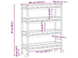 Kitchen Trolley with Wheels Natural 60 x 18 x 97 cm Bamboo 42028298