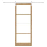 Sliding Door Natural 86 x 211 cm Solid Pine Wood and Glass 3332425