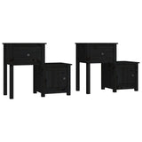 Bedside Cabinet 2 pcs Black 79.5x38x65.5 cm Solid Wood Pine 814548