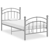 Bed Frame Grey Powder-coated Metal Single Durable Bed Frame 324972